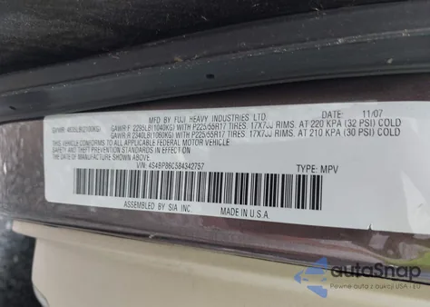 2008 Subaru Outback 3.0R L.l. Bean Edition from USA, damaged, VIN 4S4BP86C584342757